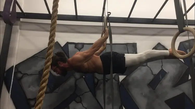 Hanging from a rope